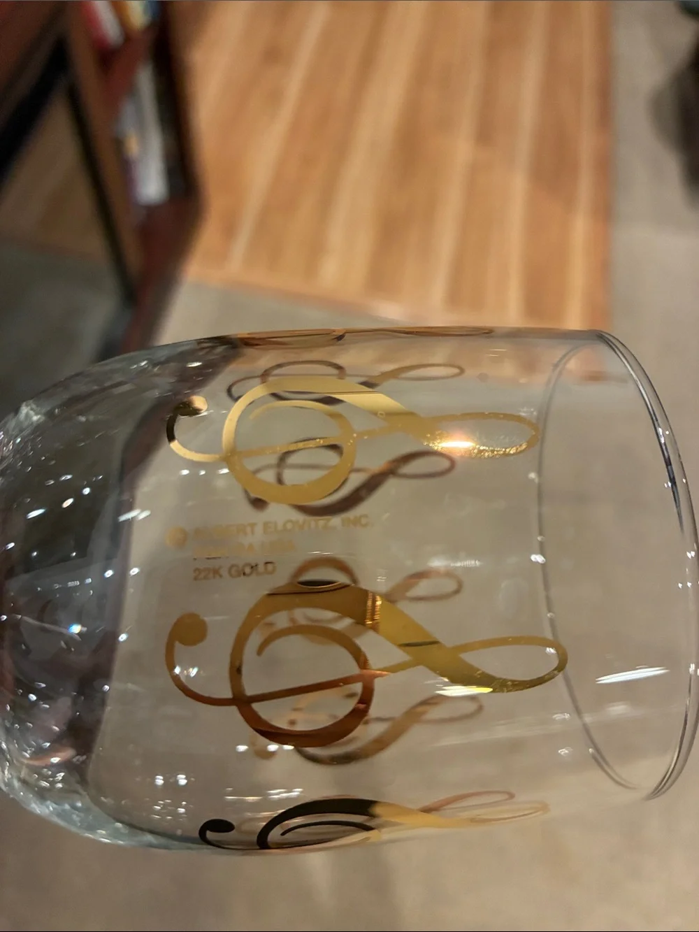 Albert Elovitz 14K Gold Note Wine Glasses with Black Twisted Stems (Set of 4)